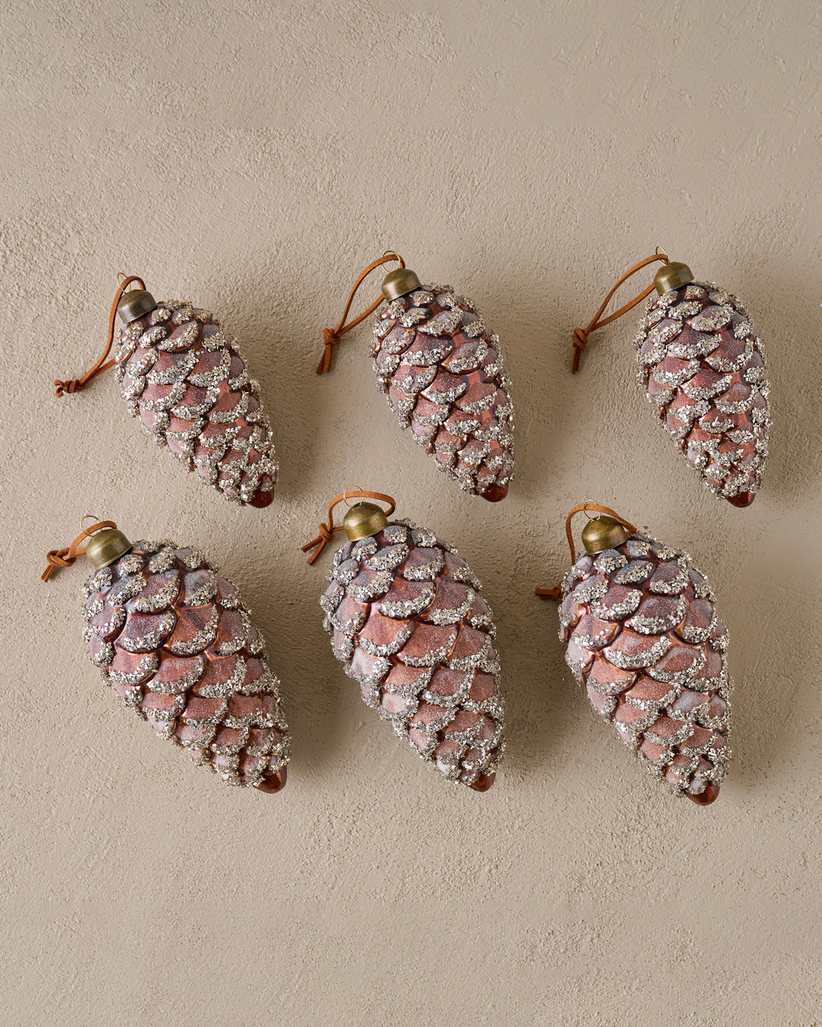 Glitter Pinecone Ornament, Set of 6
