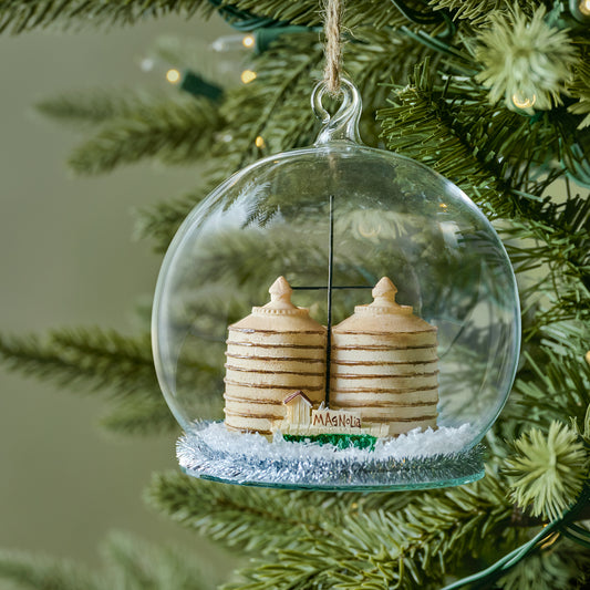 Silos Cloche Ornament shown on tree