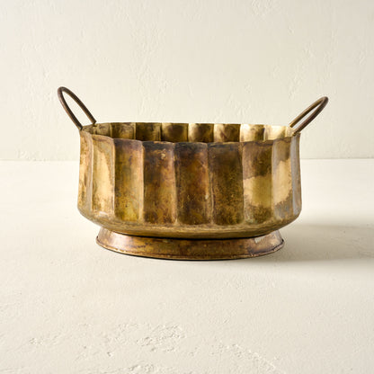 Large Antique Brass Planter with Handles