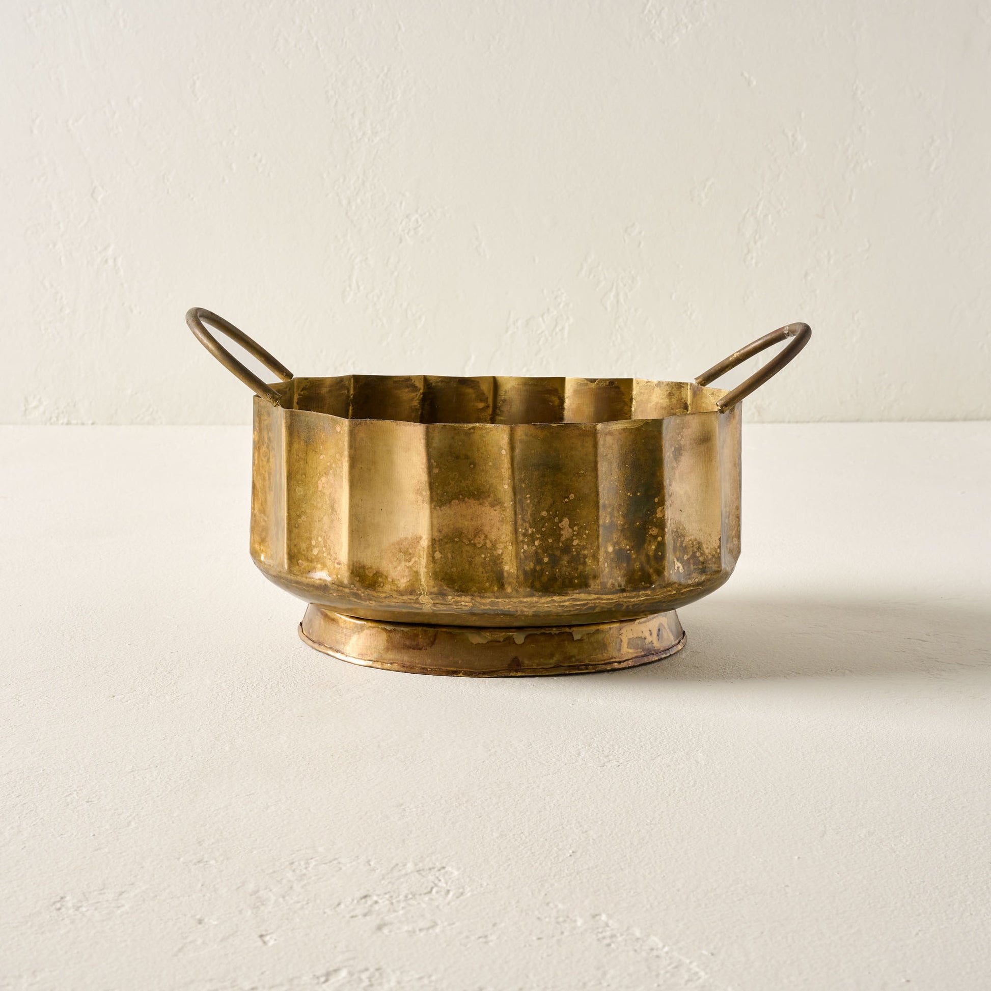 Small Antique Brass Planter with Handles