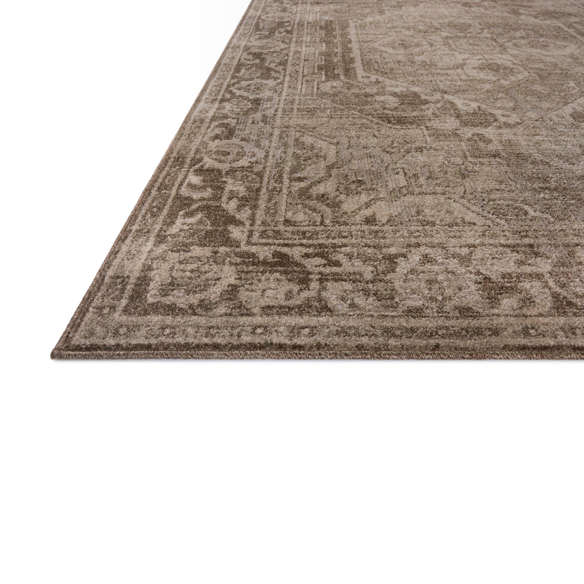 Mona Cocoa Stone Rug close up of corner