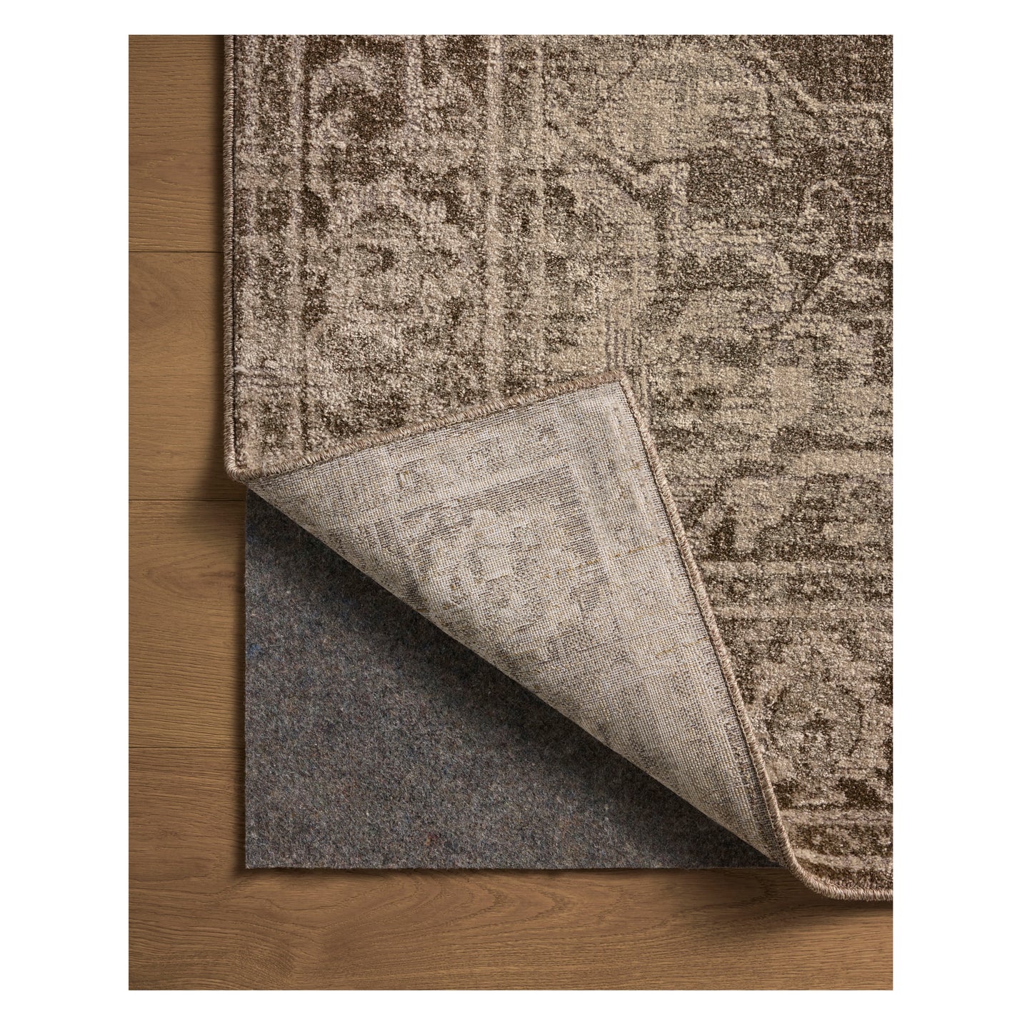 Mona Cocoa Stone Rug corner flipped backward