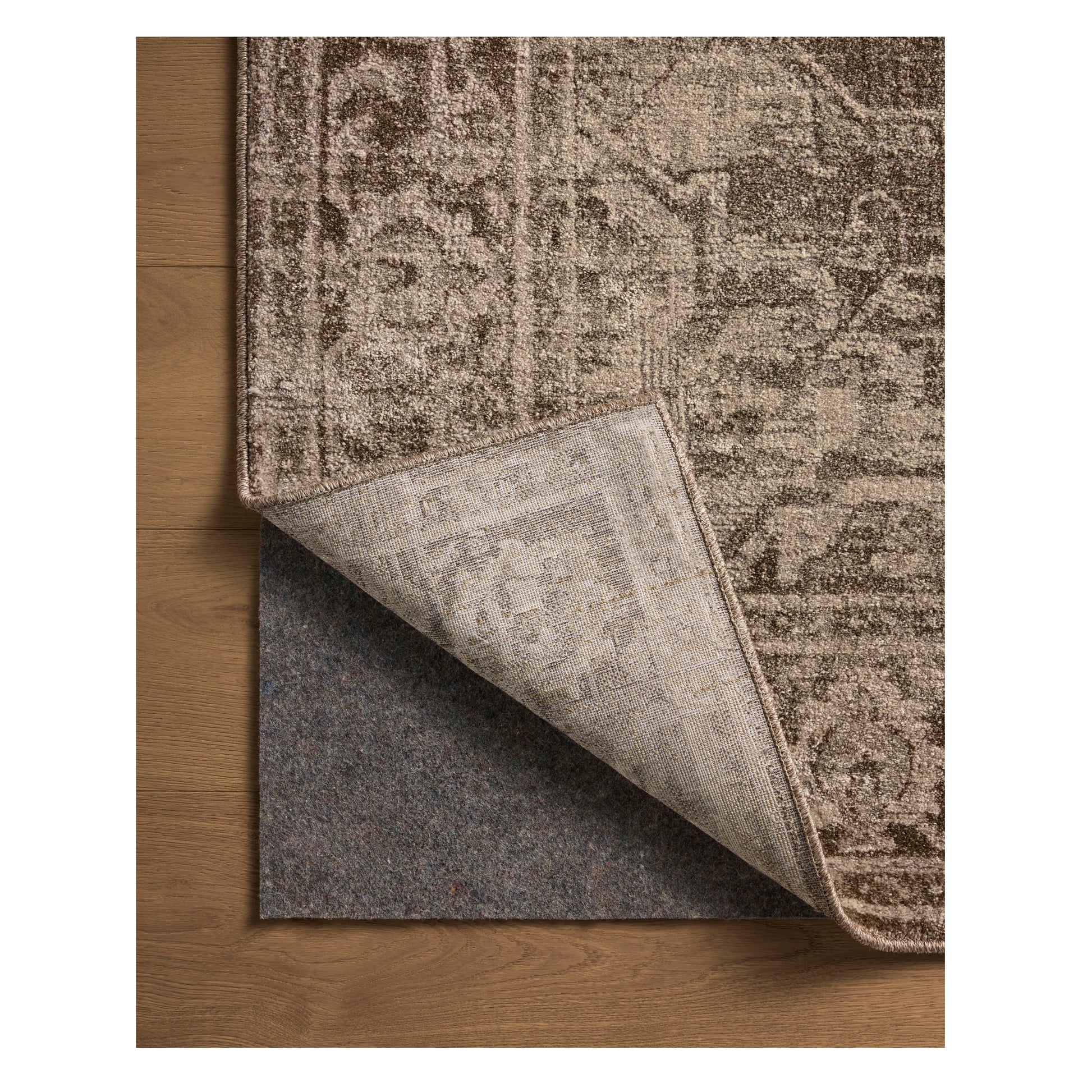 Mona Cocoa Stone Rug corner flipped backward