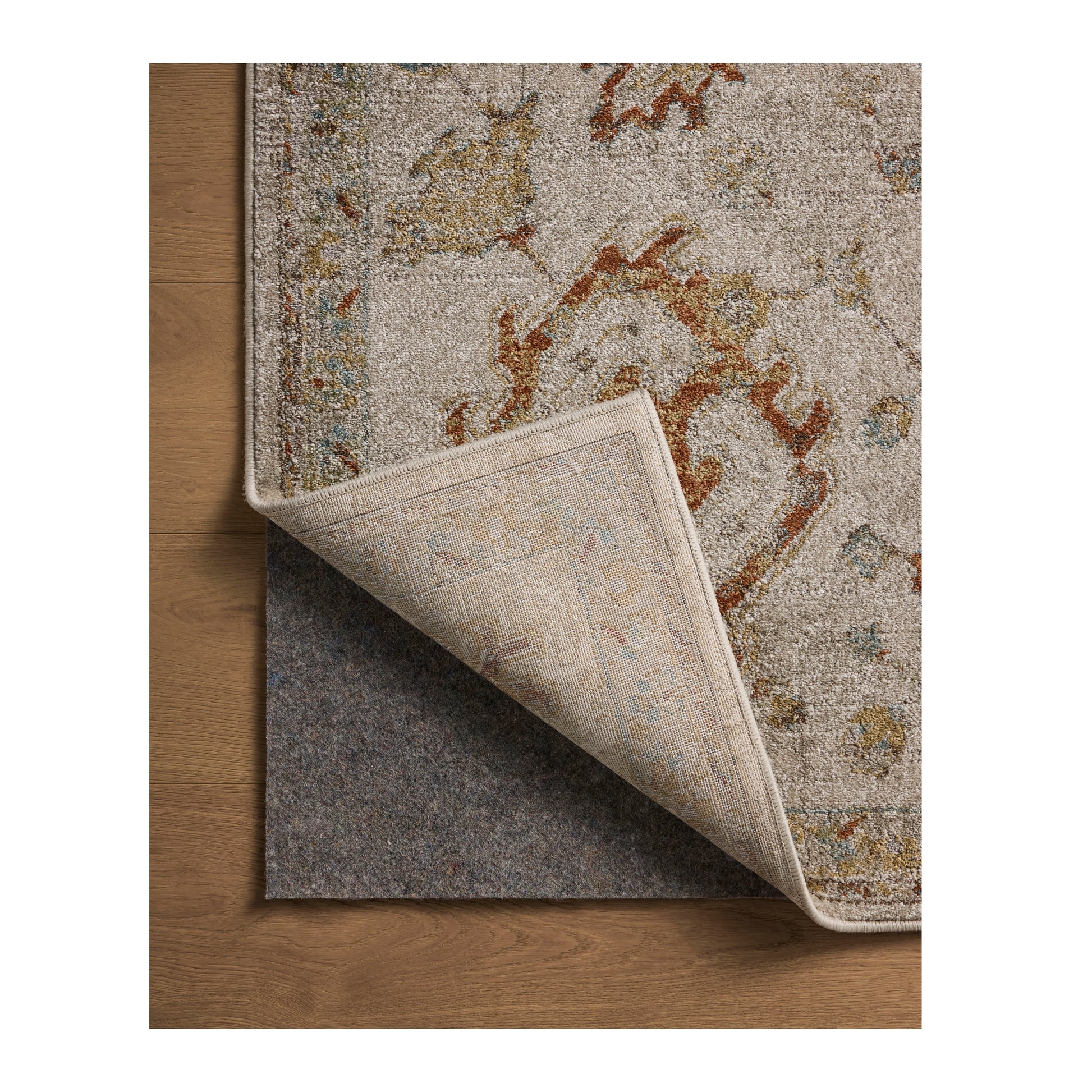 Mona Oatmeal Multi Rug corner flipped back