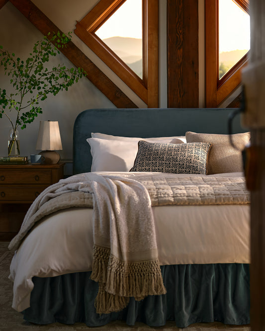 Poppy Ruffle Velvet Upholstered Bed