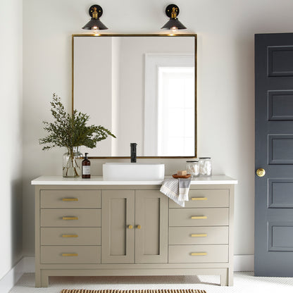 sunwashed green paint color named juniper tree shown painted on bathroom cabinet