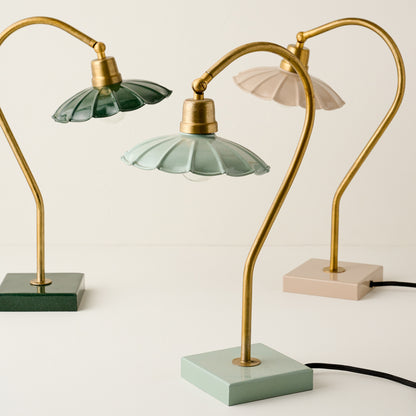 lulu enamel petal lamp - taupe, vintage green, seafoam