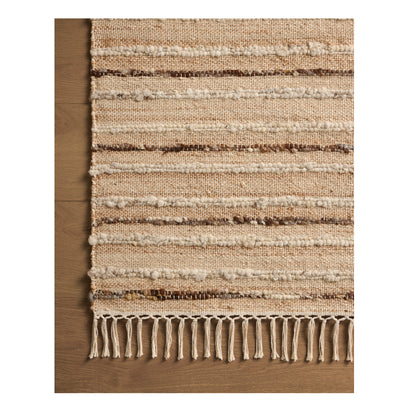 Nico Natural Bark Rug close up of corner on wood floor