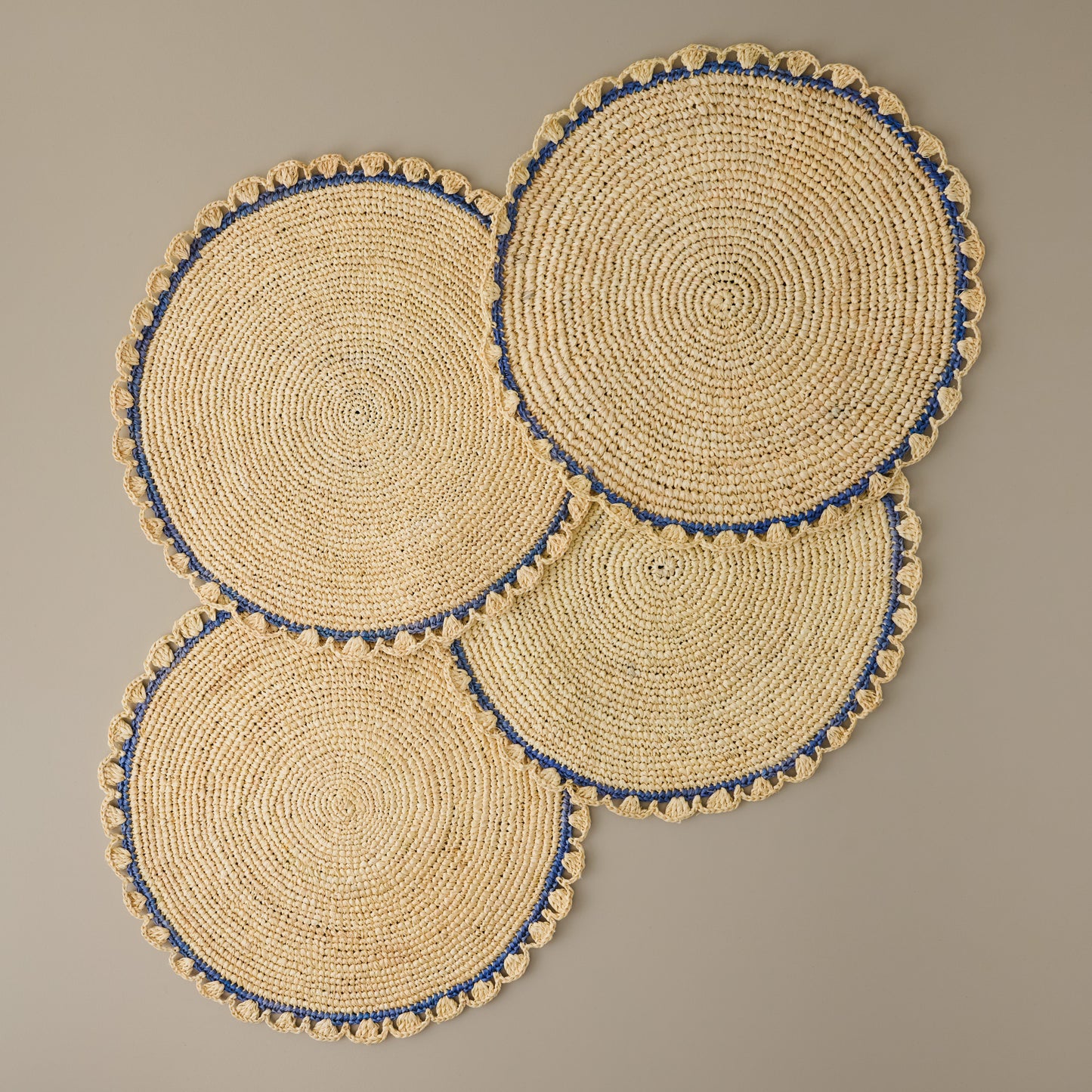 Aura Blue Edge Natural Placemats