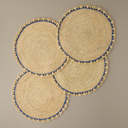 Aura Blue Edge Natural Placemats
