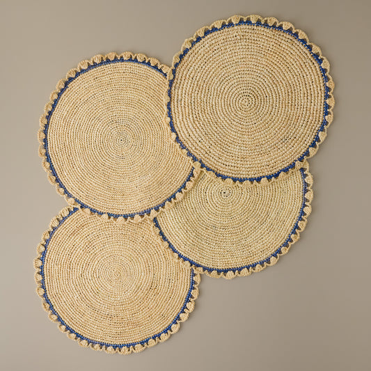 Aura Blue Edge Natural Placemats