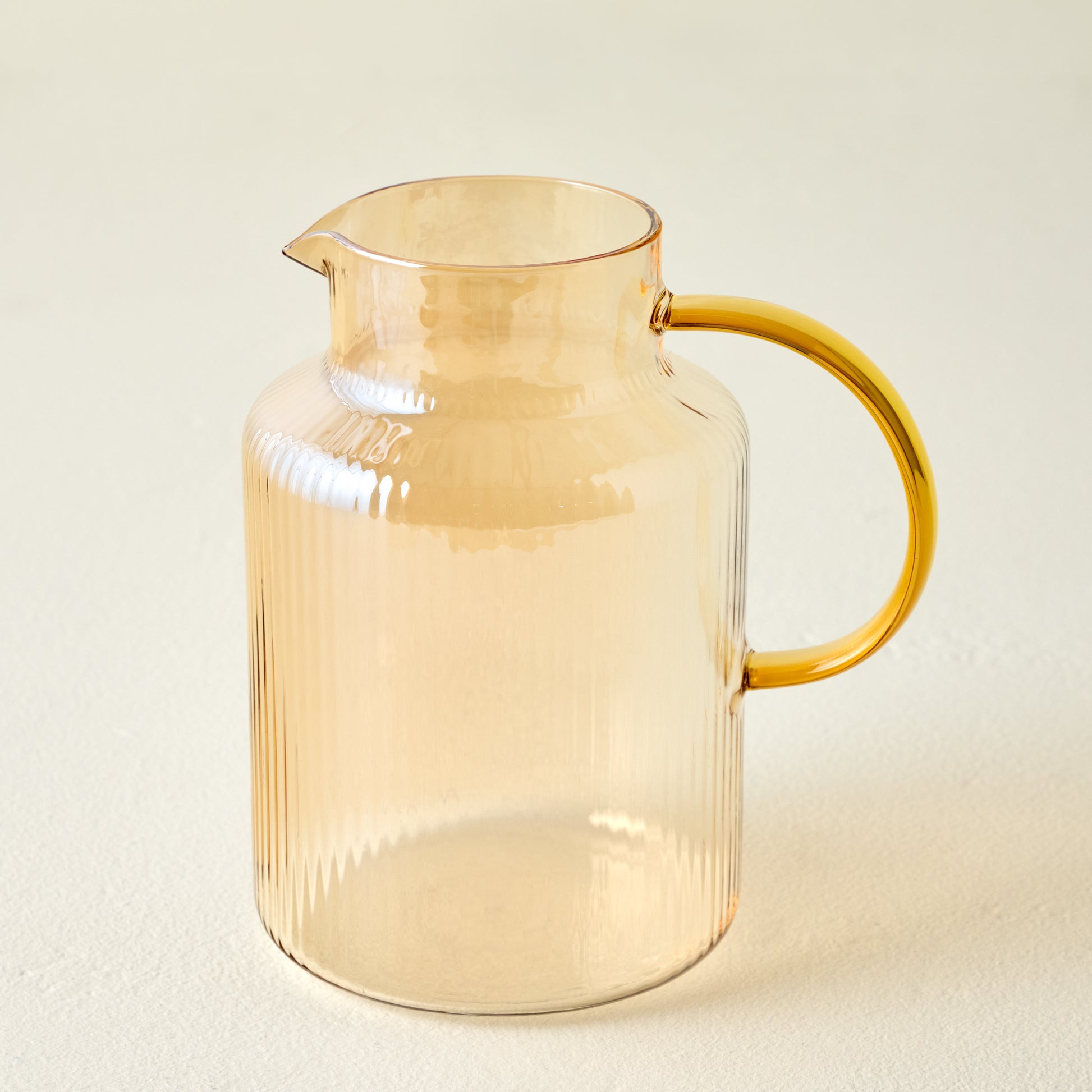 Peach Ribbed Glass Pitcher