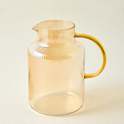 Peach Ribbed Glass Pitcher