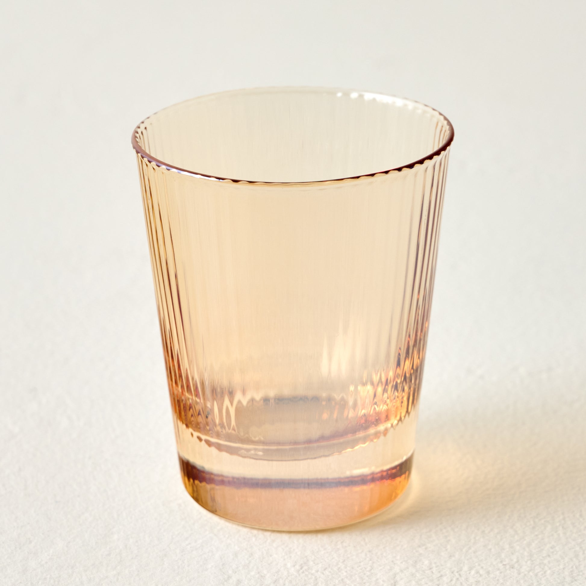 Peach Ribbed Glass Tumbler