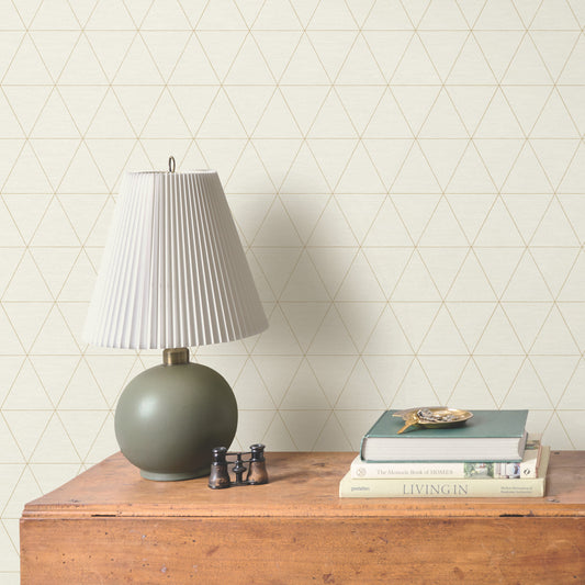 Ridge Wallpaper in whitewash shown on wall