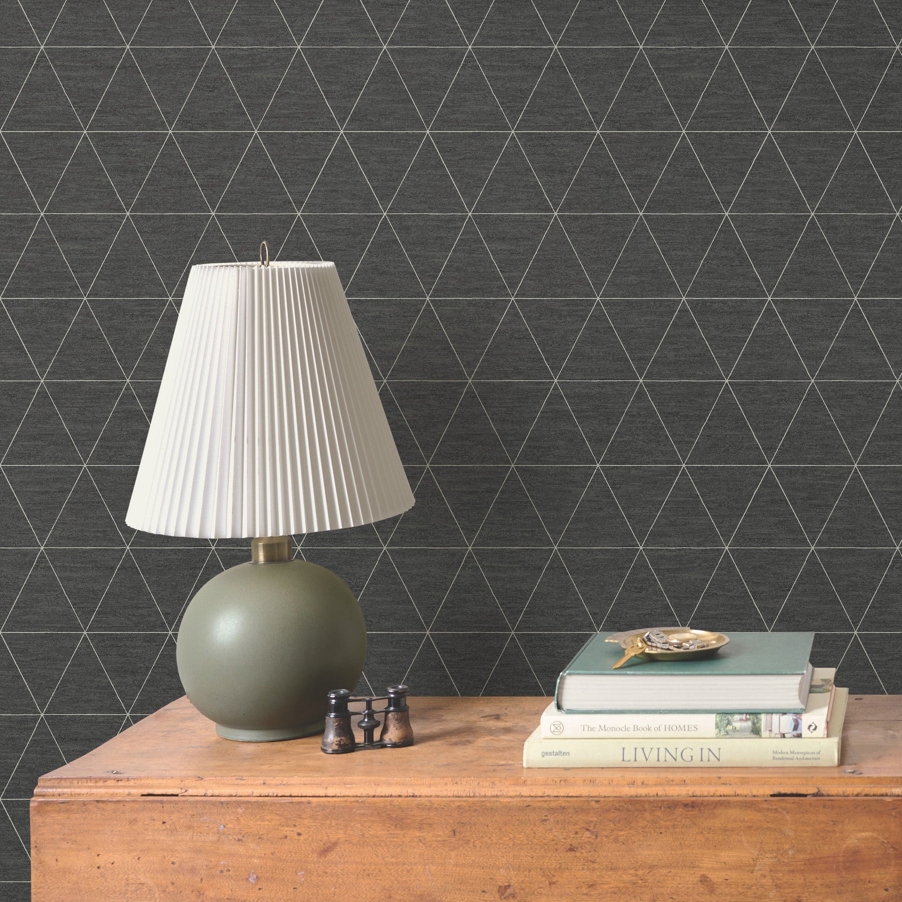 Ridge Wallpaper in midnight shown on wall