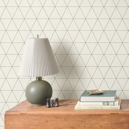Ridge Wallpaper in white and black shown on wall