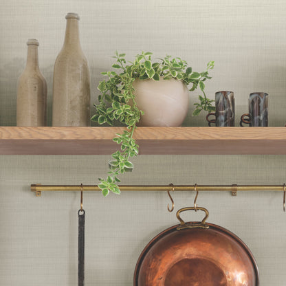 Washed Linen Wallpaper in cotton shown in room