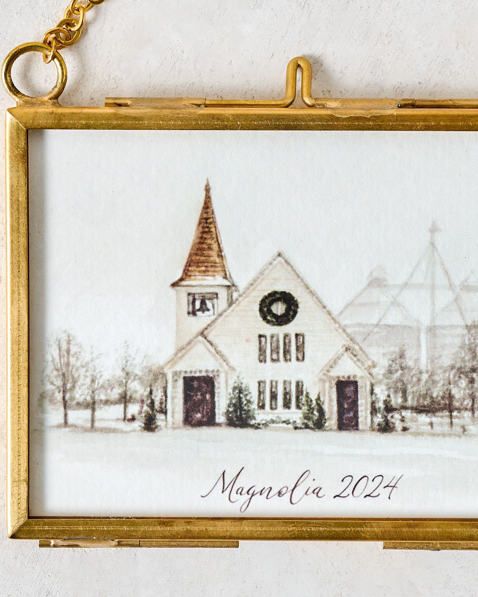 Magnolia 2024 Limited Edition Mini Framed Ornament by Tabitha Paige up close