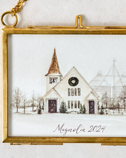 Magnolia 2024 Limited Edition Mini Framed Ornament by Tabitha Paige up close