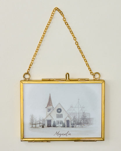 2024 Magnolia Chapel Mini Framed Ornament by Tabitha Paige