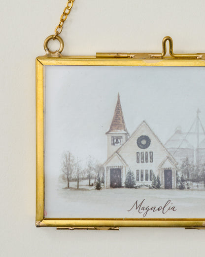 2024 Magnolia Chapel Mini Framed Ornament by Tabitha Paige