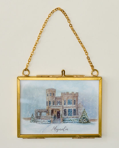 Magnolia Castle Mini Framed Ornament by Tabitha Paige