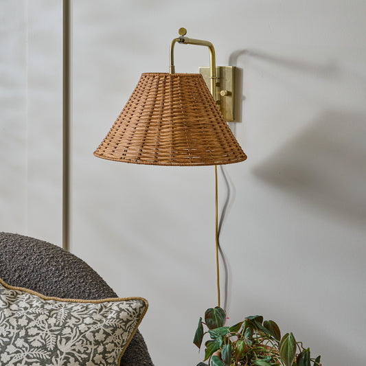 Odette Swivel Plug-in Sconce Rattan Shade