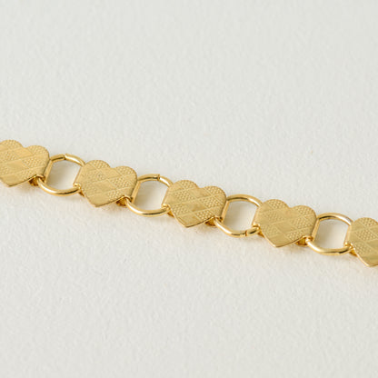 Gold Heart Brass Bracelet