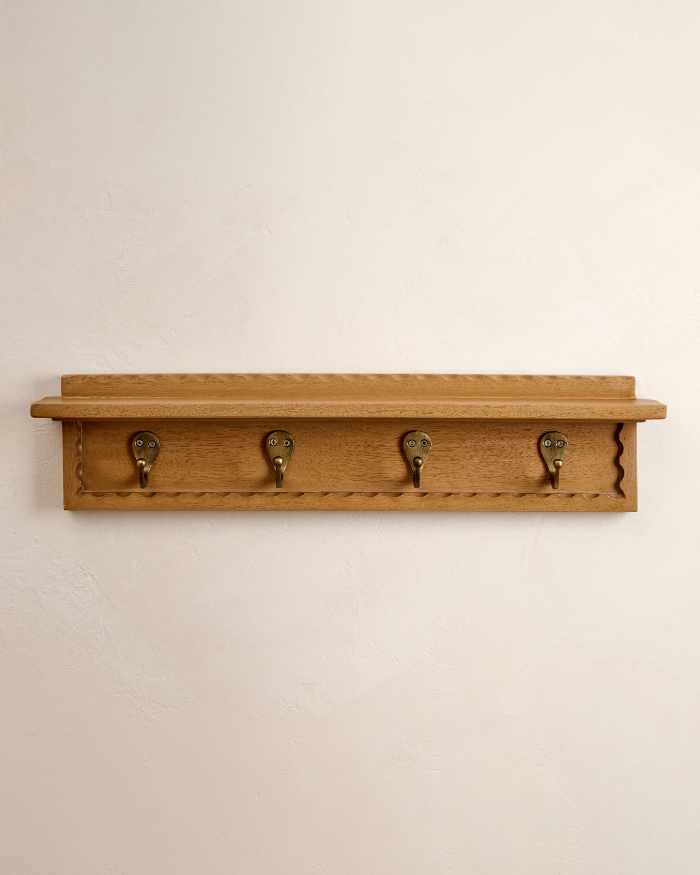 Wade Wood Wall Shelf with Hooks