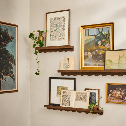Abigail Vintage Inspired Picture Ledges shown with wall art