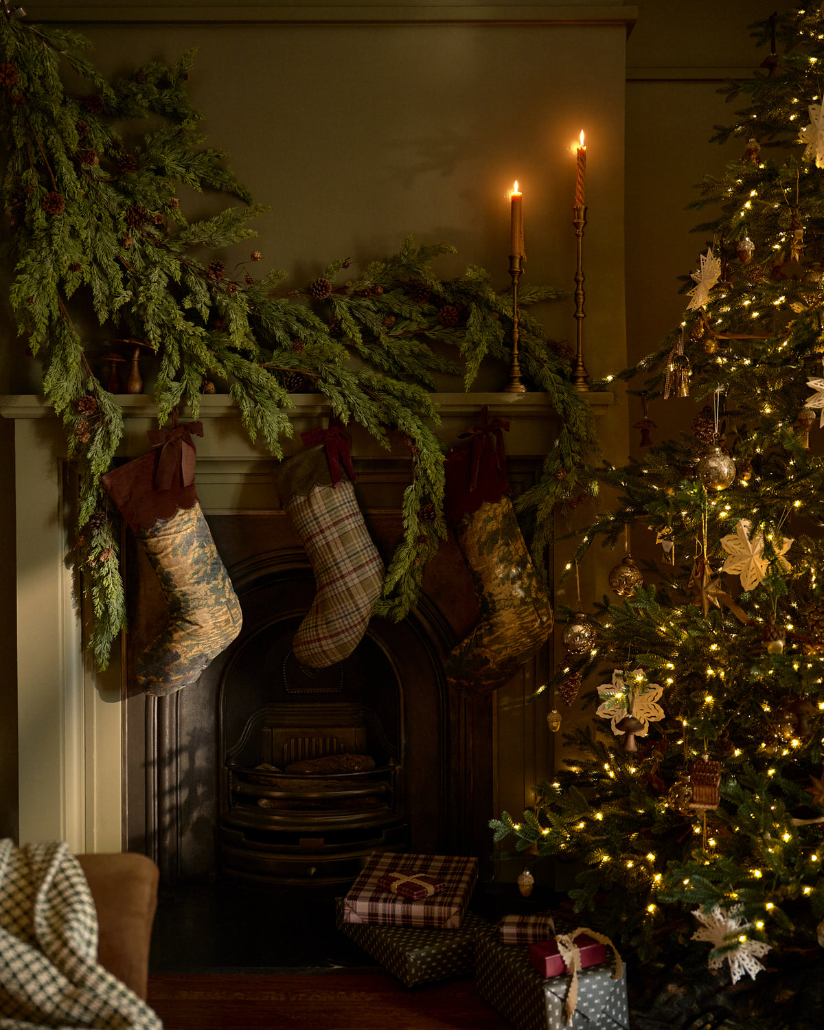 Evergrove Printed Velvet Stocking in a room