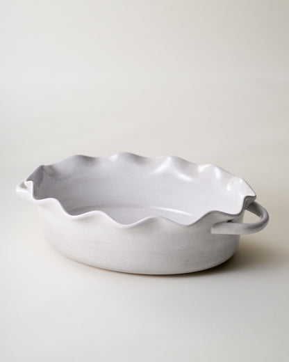 Cream Oval Scalloped Baker
