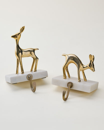 Solid Brass Fawn Stocking Holder