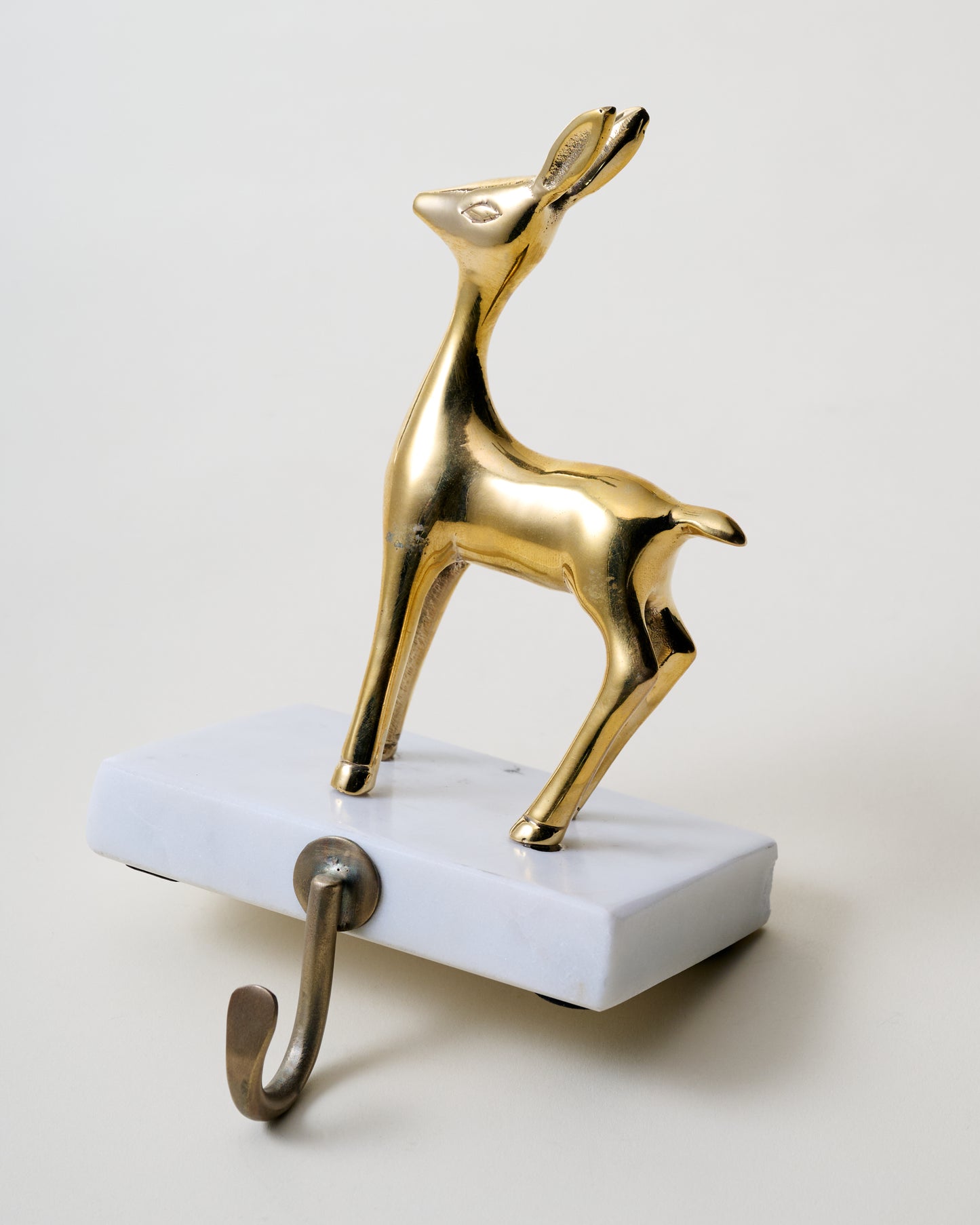 Solid Brass Fawn Stocking Holder