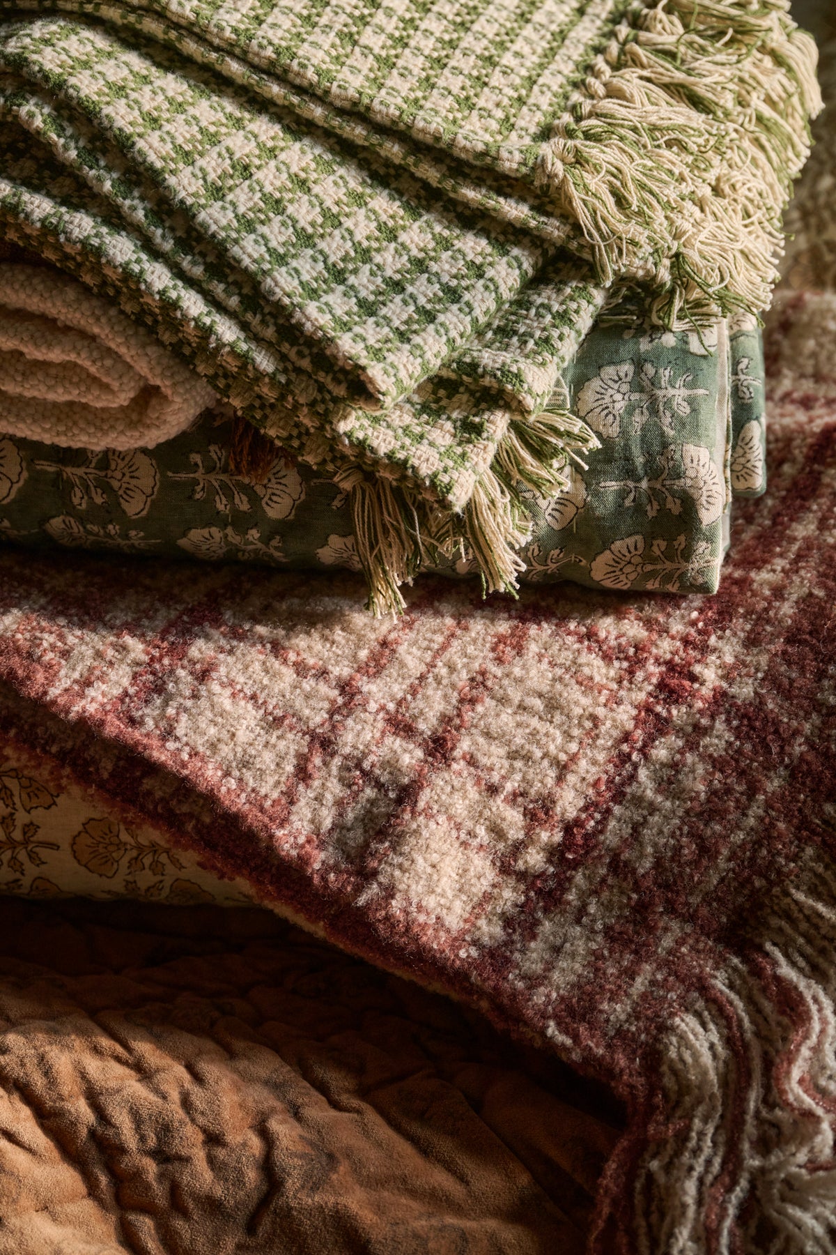 Settle In Plaid Throw in Brown