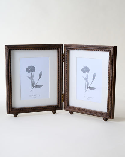 Annie Antiqued Wood Double Photo Frame