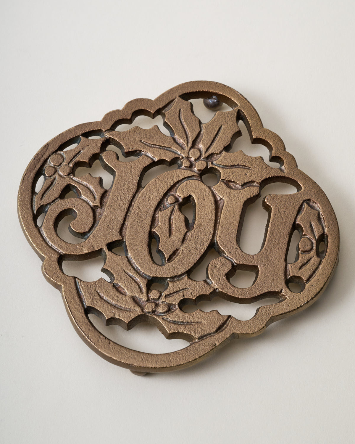Cast Antique Brass Joy Trivet