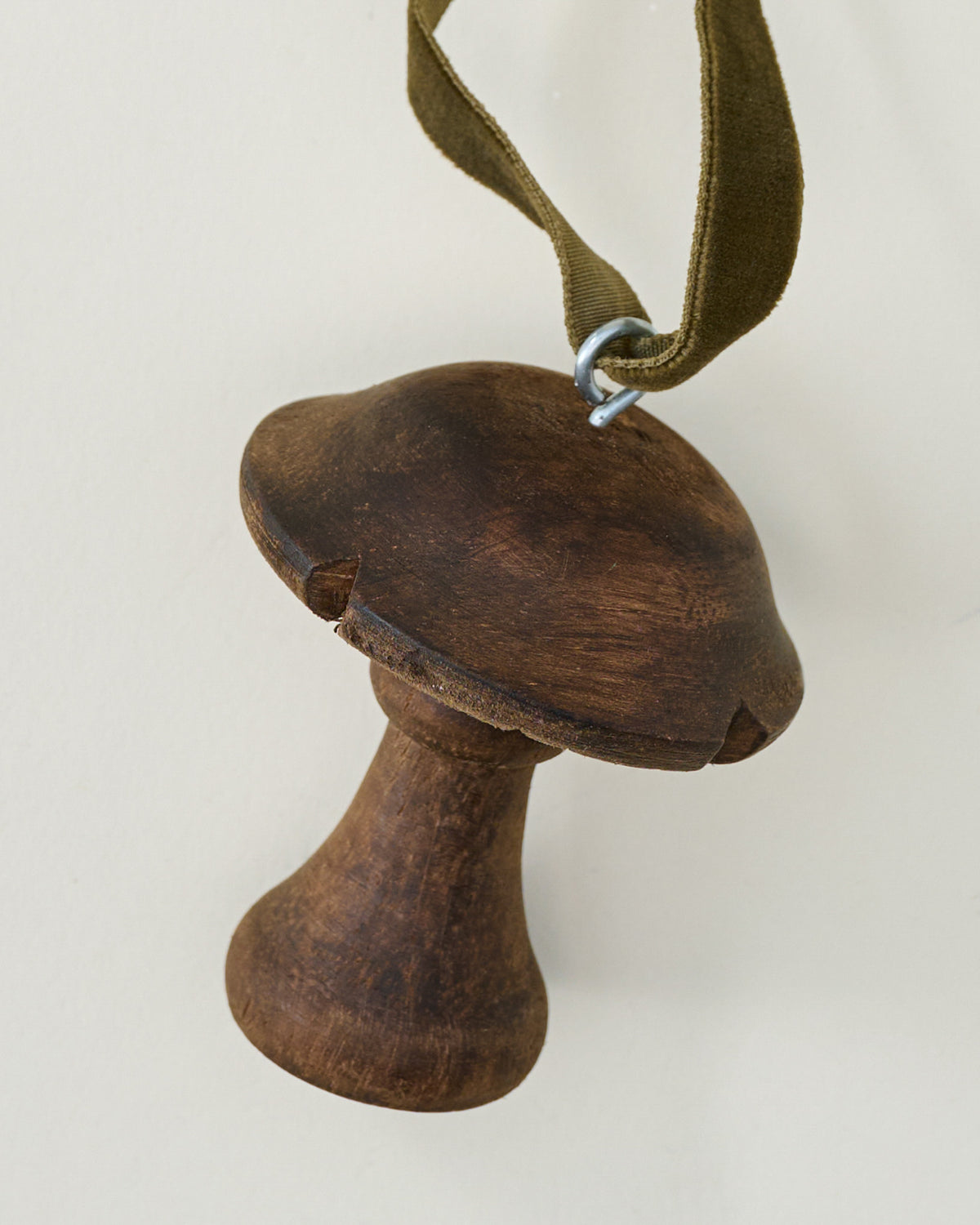 Hand-Carved Mushroom Ornament, Set of 6