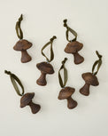 Hand-Carved Mushroom Ornament, Set of 6