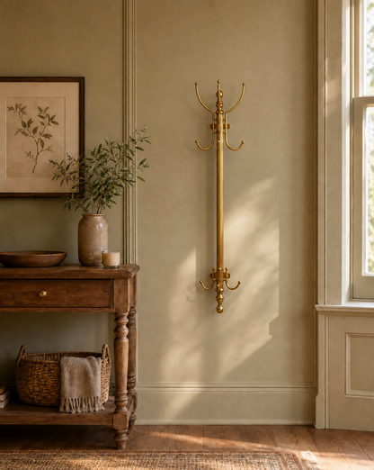 Solid Brass Vertical Coat Rack-AI gen