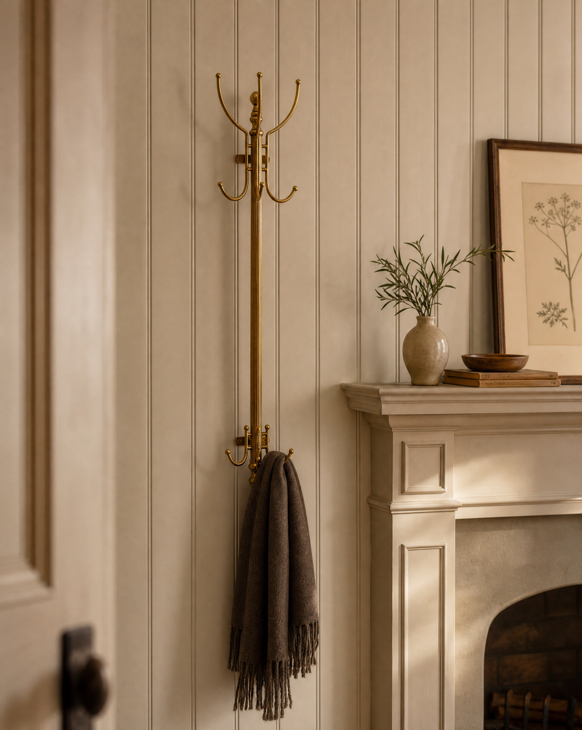 Solid Brass Vertical Coat Rack-AI gen