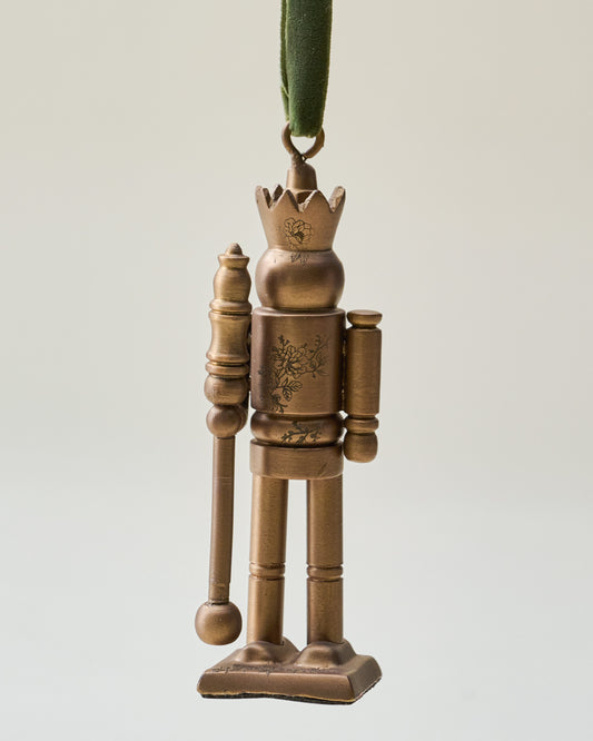 Etched Antique Brass Nutcracker Ornament