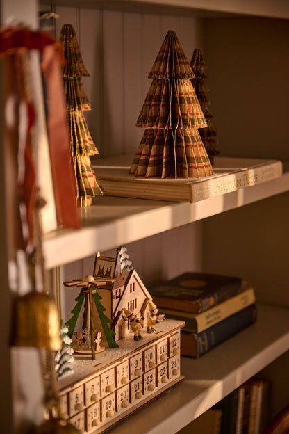 Classic Christmas Plaid Set of 9 Decorative Paper Trees