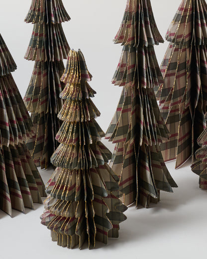 Classic Christmas Plaid Set of 9 Decorative Paper Trees