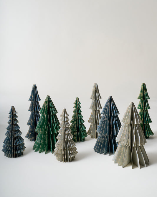 Holiday Floral Set of 9 Decorative Paper Trees