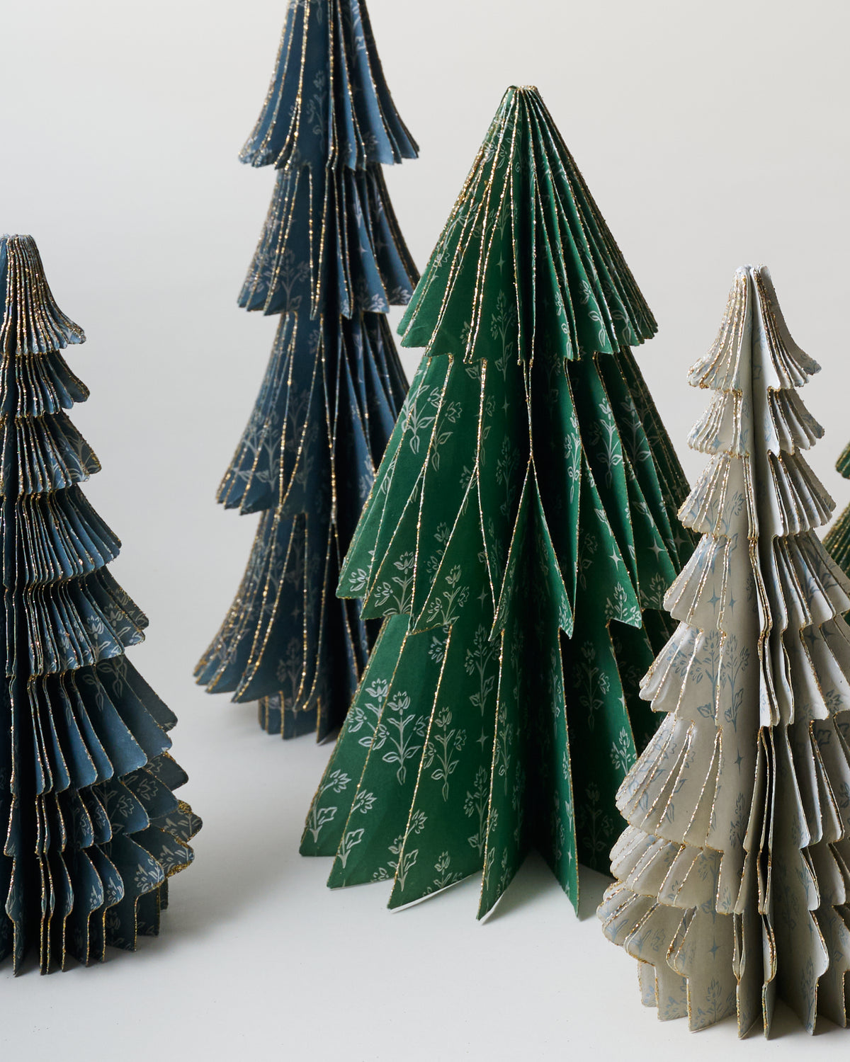 Holiday Floral Set of 9 Decorative Paper Trees