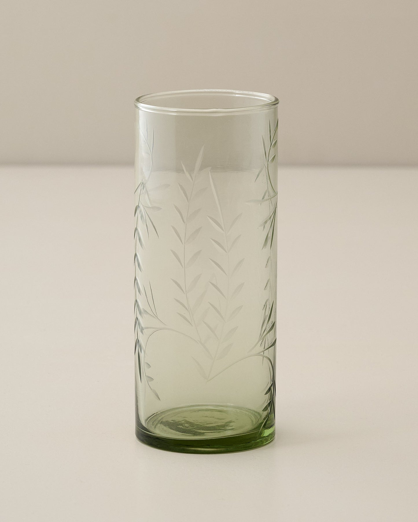 Recycled Etched Glass Tumbler, Green Large