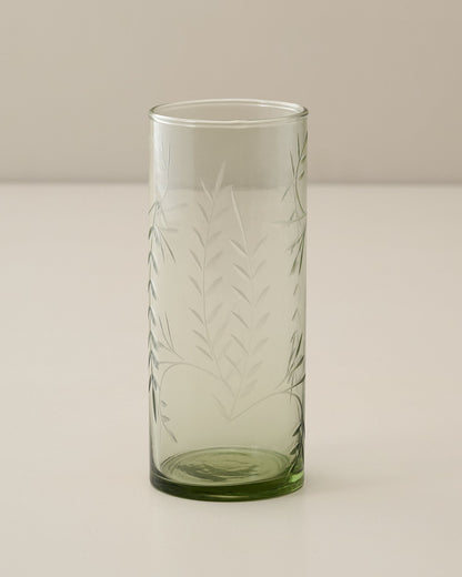 Recycled Etched Glass Tumbler, Green Large
