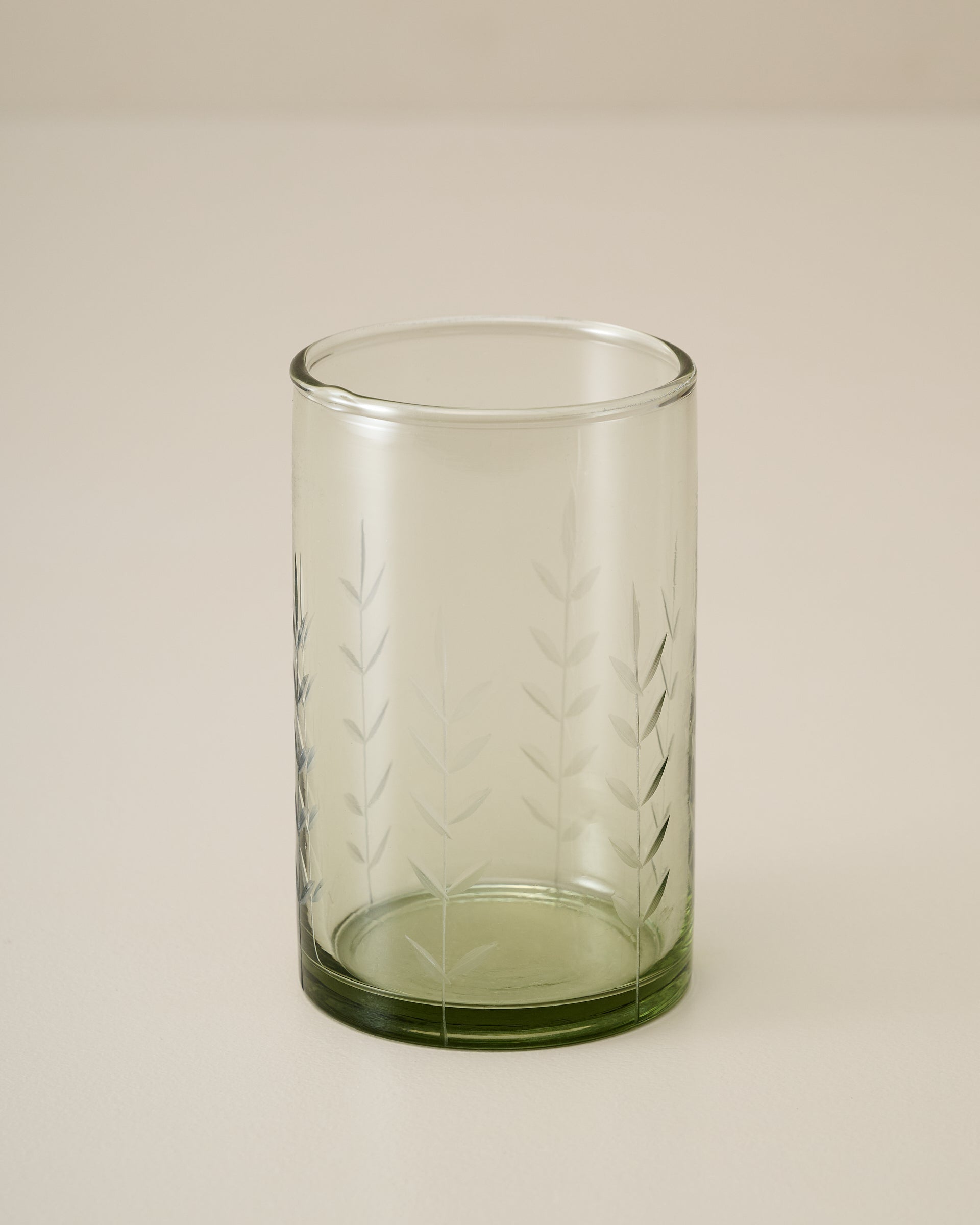 Recycled Etched Glass Tumbler, Green Small